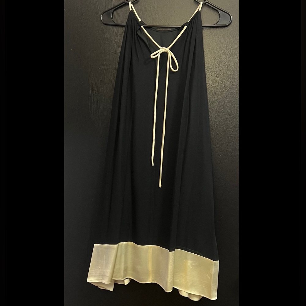 Vintage Maggy London Silk Black and Champagne Gold Dress - Picture 2 of 4